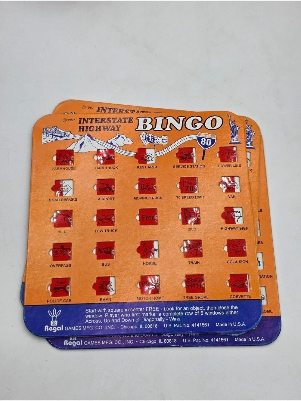 Vintage 1997 Interstate Highway Bingo Travel Game by Regal Games Set Of 3